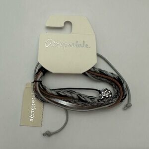 Aeropostale Bracelet Set in Black & Silver